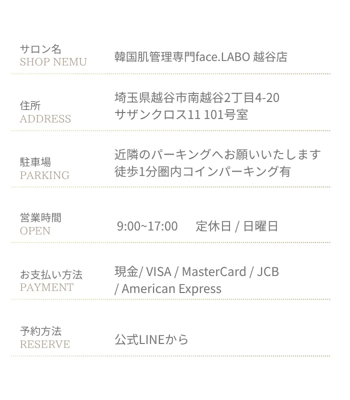 韓国肌管理face.LABO-ポテンツァ-オンダリフト-店舗住所
